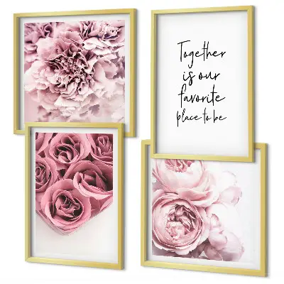 Tavelvägg med blommotiv bukett av rosor med text