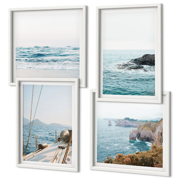 Set om 4 tavlor Utsikt över havet och landskapet