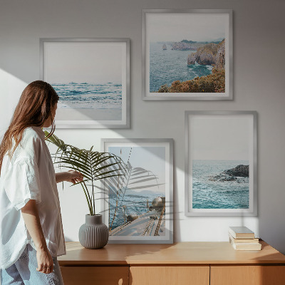 Set om 4 tavlor Utsikt över havet och landskapet