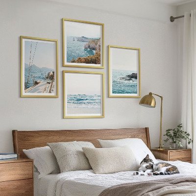 Set om 4 tavlor Utsikt över havet och landskapet