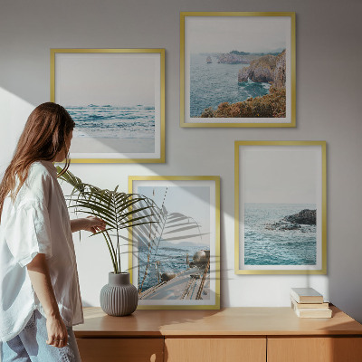 Set om 4 tavlor Utsikt över havet och landskapet