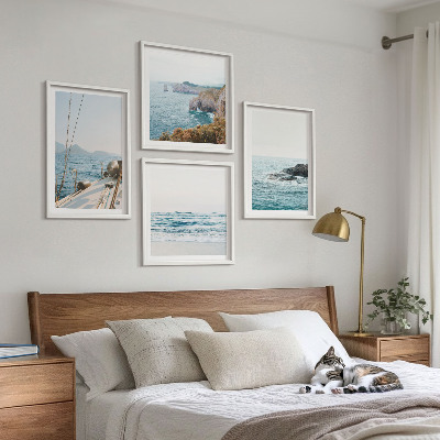 Set om 4 tavlor Utsikt över havet och landskapet