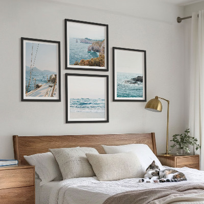 Set om 4 tavlor Utsikt över havet och landskapet