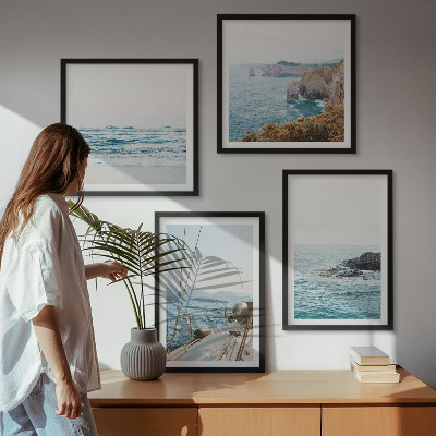 Set om 4 tavlor Utsikt över havet och landskapet