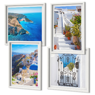 Set om 4 tavlor Santorini grekisk arkitektur Oia