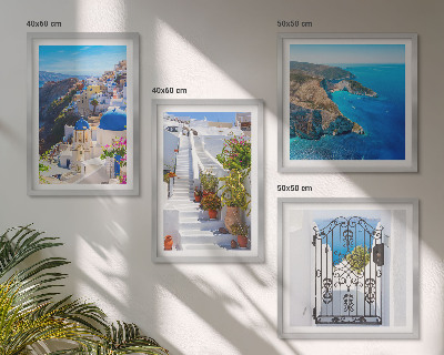 Set om 4 tavlor Santorini grekisk arkitektur Oia