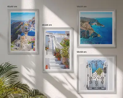 Santorini grekisk arkitektur Oia set om 4 tavlor