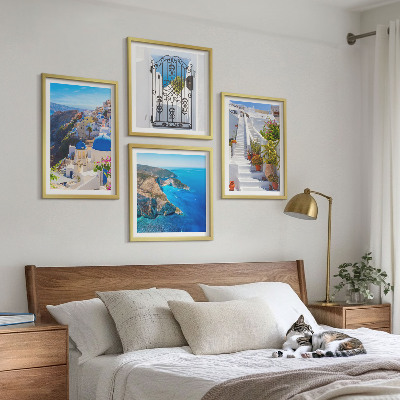 Set om 4 tavlor Santorini grekisk arkitektur Oia