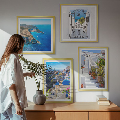 Set om 4 tavlor Santorini grekisk arkitektur Oia
