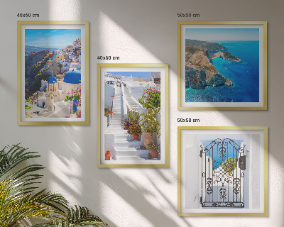 Set om 4 tavlor Santorini grekisk arkitektur Oia