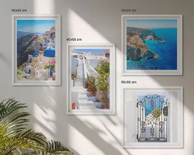 Santorini grekisk arkitektur Oia set om 4 tavlor