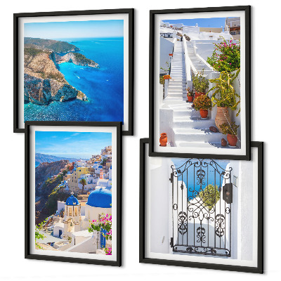 Set om 4 tavlor Santorini grekisk arkitektur Oia
