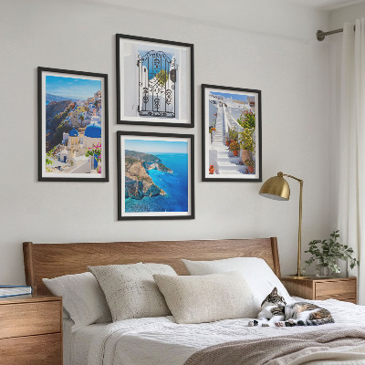 Set om 4 tavlor Santorini grekisk arkitektur Oia