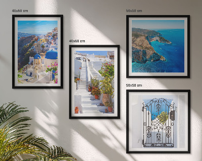 Set om 4 tavlor Santorini grekisk arkitektur Oia