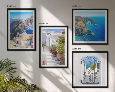 Santorini grekisk arkitektur Oia set om 4 tavlor