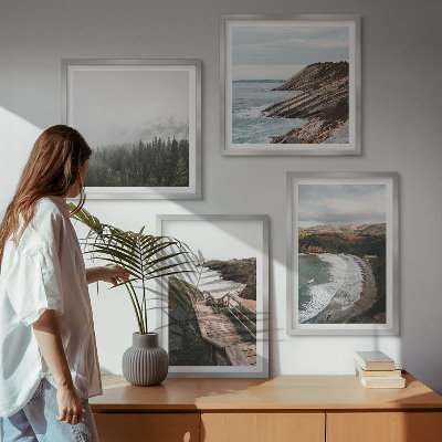 Tavelvägg ovanför soffa Klipputsikt, strandlandskap