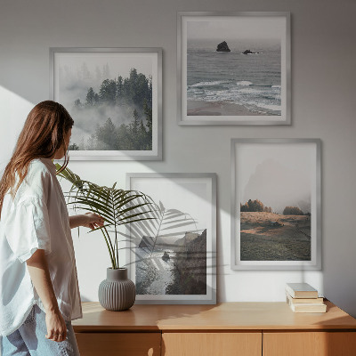 Set om 4 tavlor Landskap av berg och hav