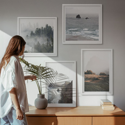 Set om 4 tavlor Landskap av berg och hav