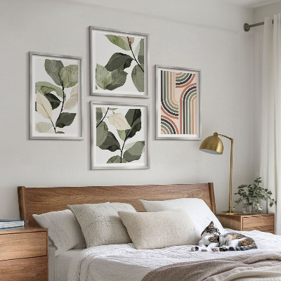 Tavelvägg ovanför soffa Geometriska växtmotiv