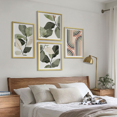 Tavelvägg ovanför soffa Geometriska växtmotiv