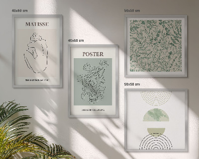 Tavelvägg med 4 tavlor Linjer, växtmönster, minimalism