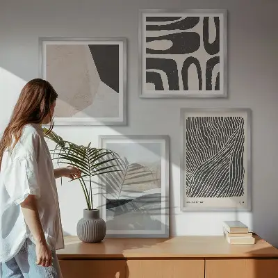 Abstrakta boho dekorationsmönster set om 4 tavlor