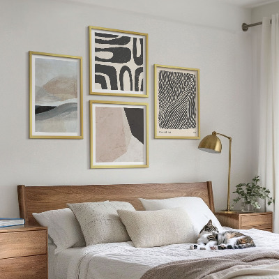 Set om 4 tavlor Abstrakta boho dekorationsmönster