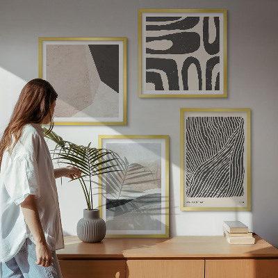 Set om 4 tavlor Abstrakta boho dekorationsmönster