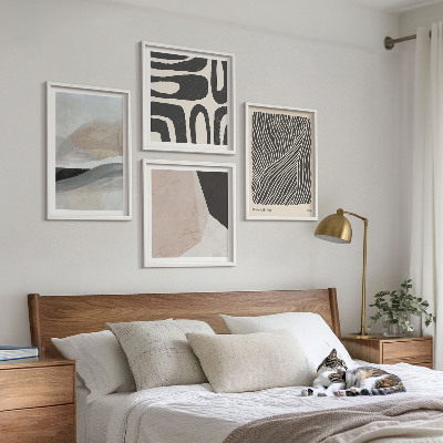 Set om 4 tavlor Abstrakta boho dekorationsmönster