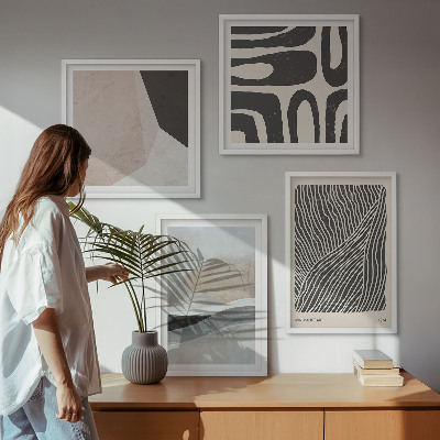 Set om 4 tavlor Abstrakta boho dekorationsmönster