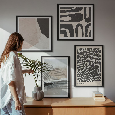 Set om 4 tavlor Abstrakta boho dekorationsmönster