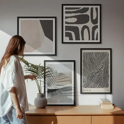 Abstrakta boho dekorationsmönster set om 4 tavlor