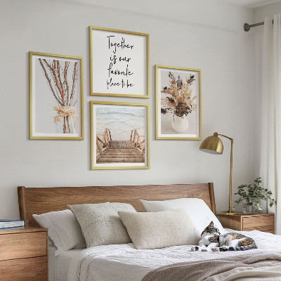 Tavelvägg med 4 tavlor Blommor grenar minimalism natur