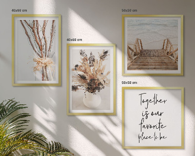 Tavelvägg med 4 tavlor Blommor grenar minimalism natur
