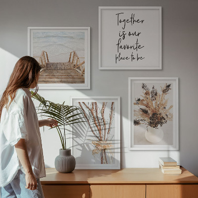 Tavelvägg med 4 tavlor Blommor grenar minimalism natur