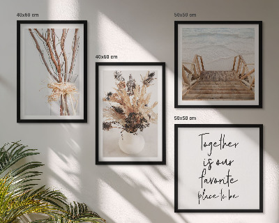 Tavelvägg med 4 tavlor Blommor grenar minimalism natur