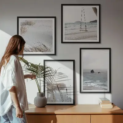 Vegetation vid vattnet på sommaren tavelvägg ovanför soffa