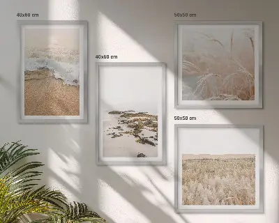 Strandvågor och stenar sommar set om 4 tavlor