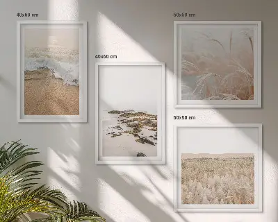 Strandvågor och stenar sommar set om 4 tavlor