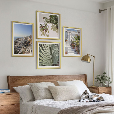 Set om 4 tavlor Vita trappor Santorini-utsikt