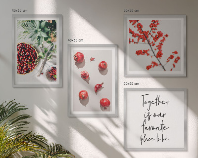 Tavelvägg med 4 tavlor Röda frukter av växter minimalism