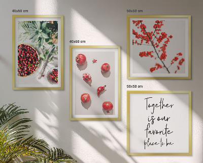 Tavelvägg med 4 tavlor Röda frukter av växter minimalism