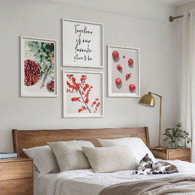 Tavelvägg med 4 tavlor Röda frukter av växter minimalism