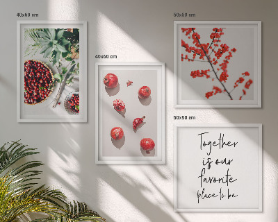 Tavelvägg med 4 tavlor Röda frukter av växter minimalism