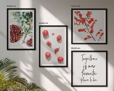 Tavelvägg med 4 tavlor Röda frukter av växter minimalism