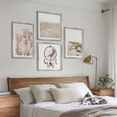 Set om 4 tavlor Gräsfält i boho-stil på stranden