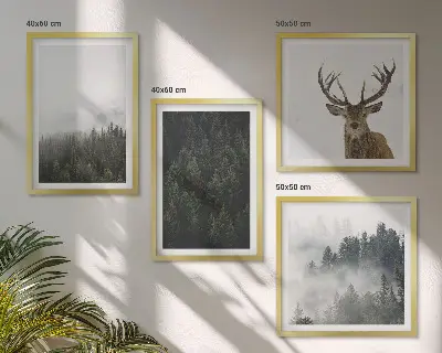 Gröna skogar dimmiga landskap tavlor i set om 4