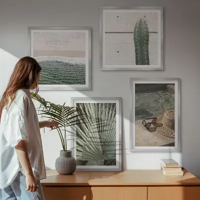 Tavlor med motiv av tropiska växter set om 4 stycken