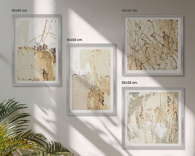 Set om 4 tavlor Abstrakta mönster beige vita