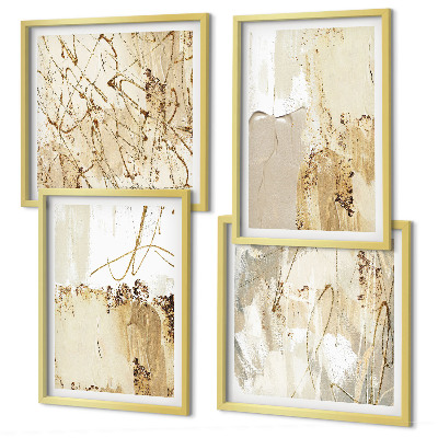 Set om 4 tavlor Abstrakta mönster beige vita